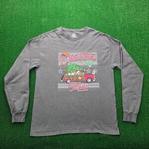 Buc-ees‎ Tshirt Mens Large Gray Christmas in Texas Long Sleeve Holiday Casual